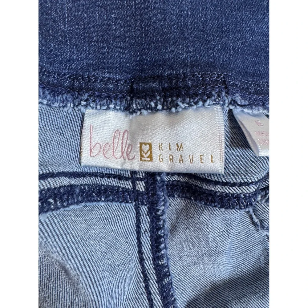 k260. Belle by Kim Gravel Womens Blue Pull On Denim Shorts Dark Wash Size 16